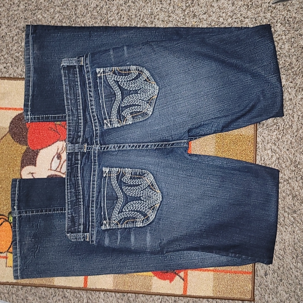 Mek Dnm Shanghai easy slim bootcut jeans embroidered pockets logo 36in Waist b6